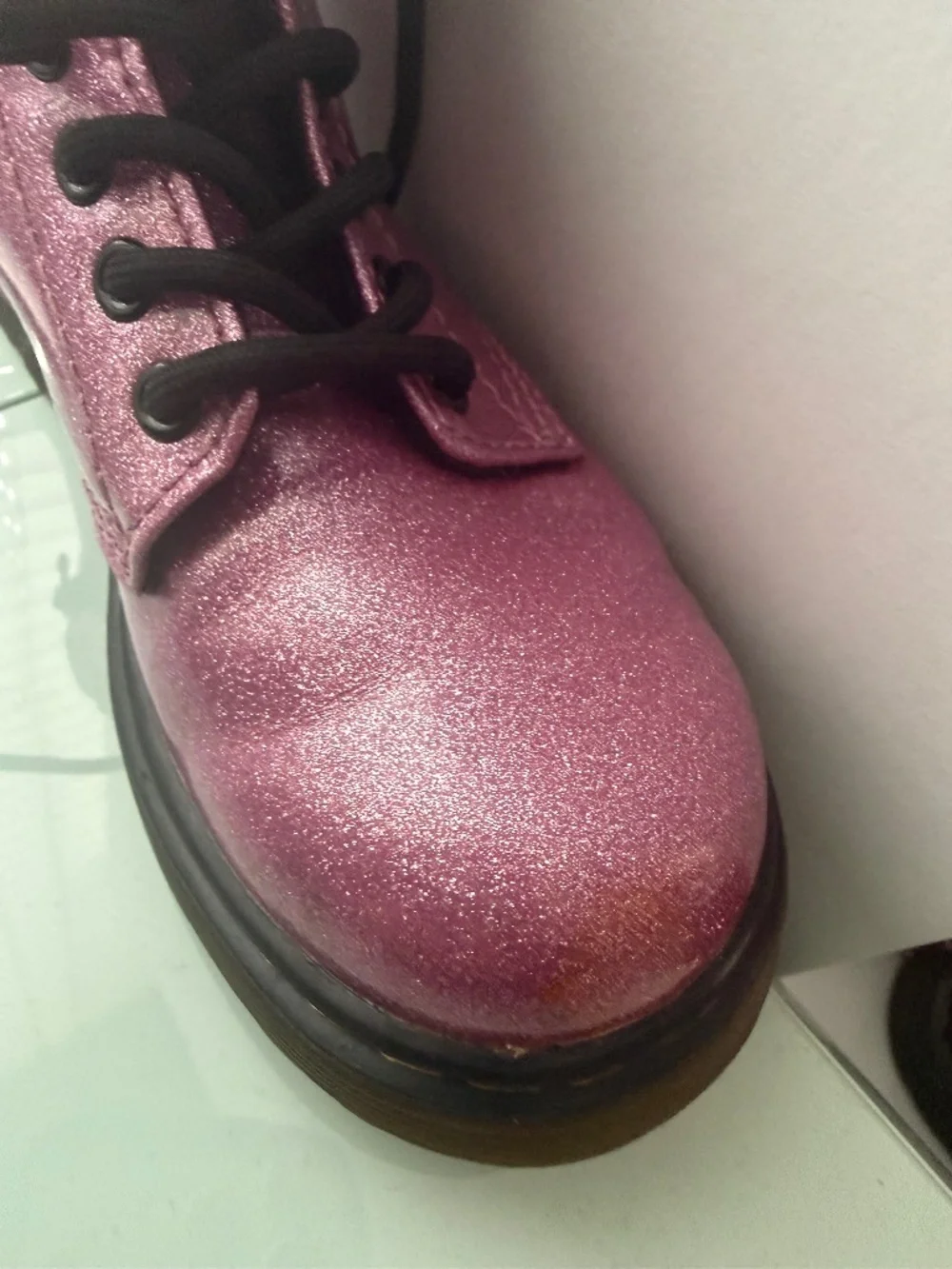 Dr Martens 1460 Pink Glitter Boots Kids Size US 11  Girls Combat Lace Up Docs